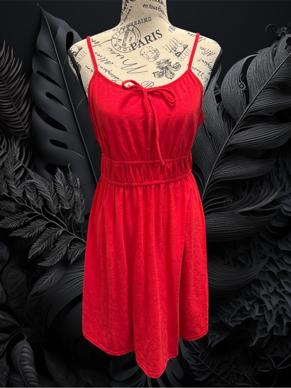 Red Spaghetti-Strap Summer Dress by SO